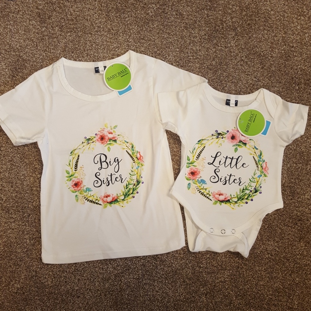 NWT Big sister shirt and little sister onesie